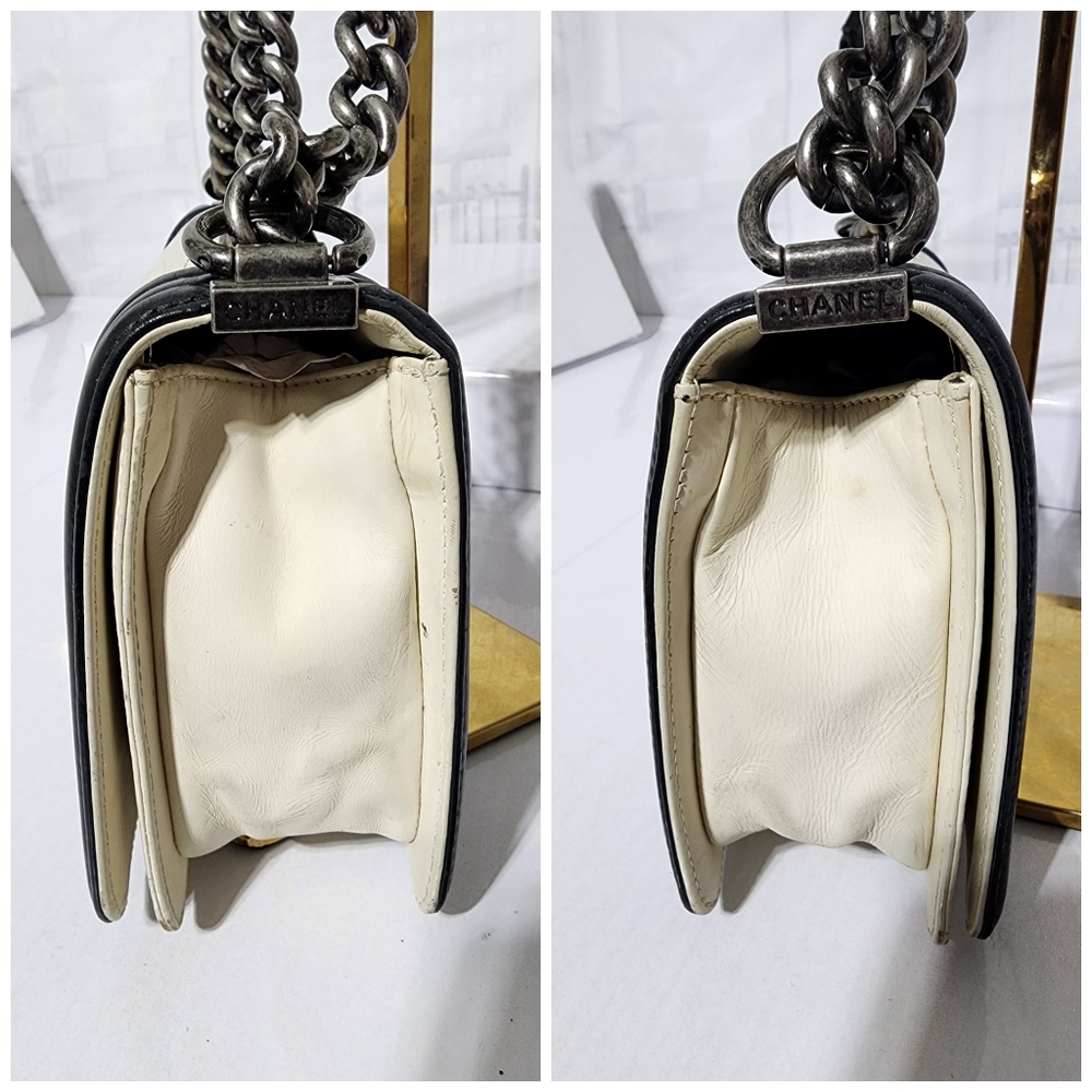 Chanel Medium Clasp Boy Bag Cream/Black - Picture 10 of 16